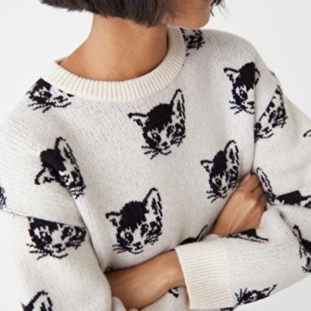 & Other Stories Jacquard Knit Cat Sweater NEW w/tags